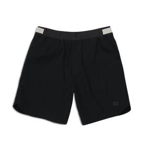 TOPO Designs Men's Global Trek 7" Shorts Black Lined Elastic Waist Drawstring